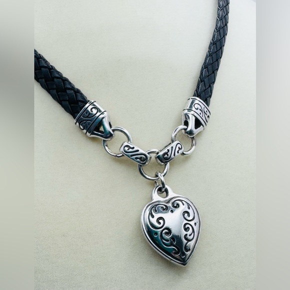 Brighton King's Road Black Leather Heart Pendant Necklace - Picture 2 of 7
